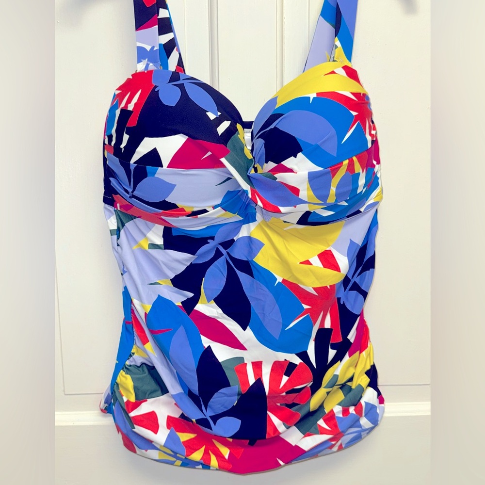 Anne Cole Tropic Twist Front Bandeaukini Swim Top Sz 18W NWT